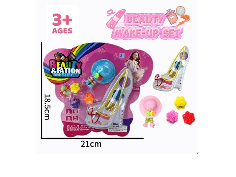 High heels, makeup, accessories, toys, 3 clips +1 cap flower