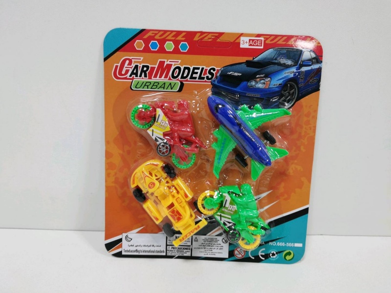 Sliding Solid-Color Go-Kart Passenger Motorcycle (4 Pieces)