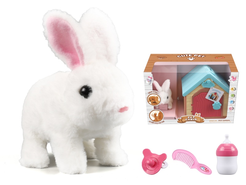 Electric Plush Rabbit With Pet Cabin