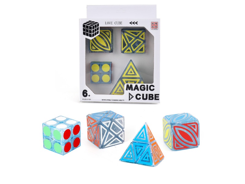 Transparent Maple Leaf (Uv Printing) + Transparent Transformer (Uv Printing) + Second-Order Transparent Rubik'S Cube (Uv Printing) + Second-Order Transparent Pyramid (Uv Printing)