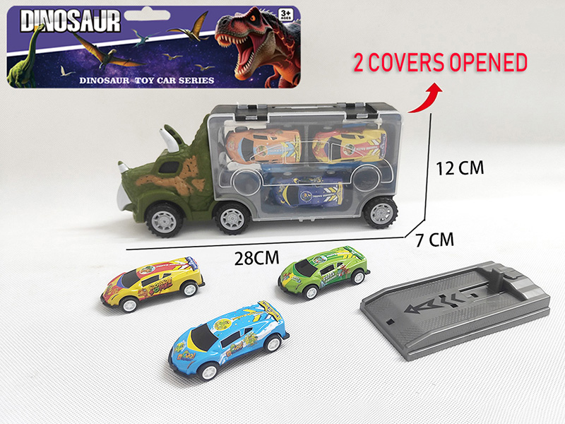 Dinosaur Storage Container Truck With 3pcs Iron Cars + Launcher
