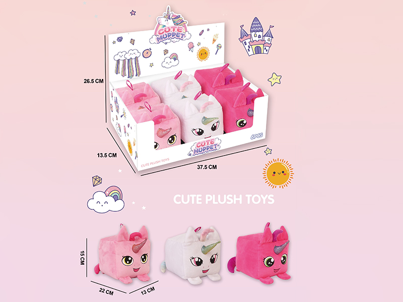 15CM Plush Square Unicorn Rattles 6pcs