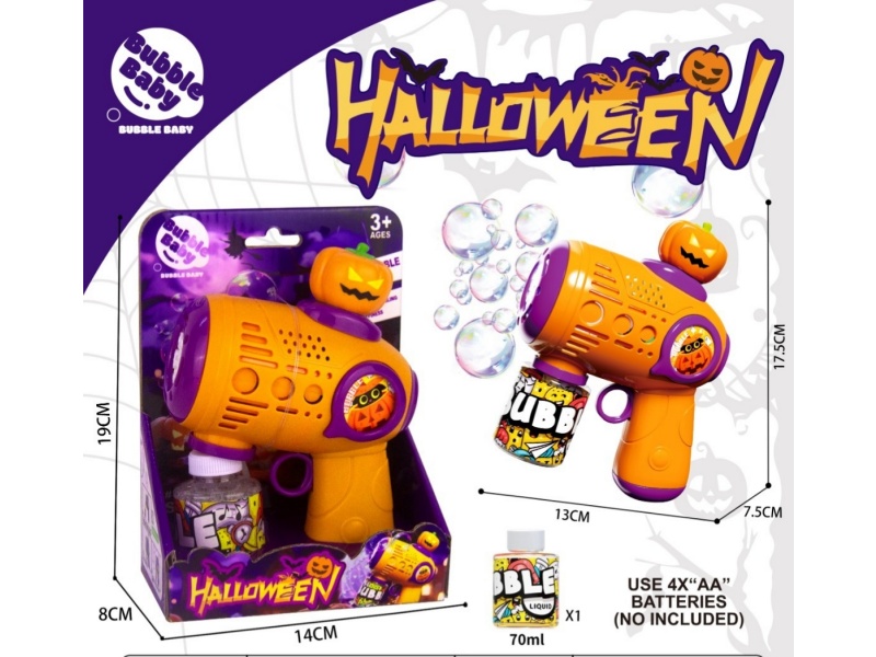 Pumpkin Bubble Gun With Light