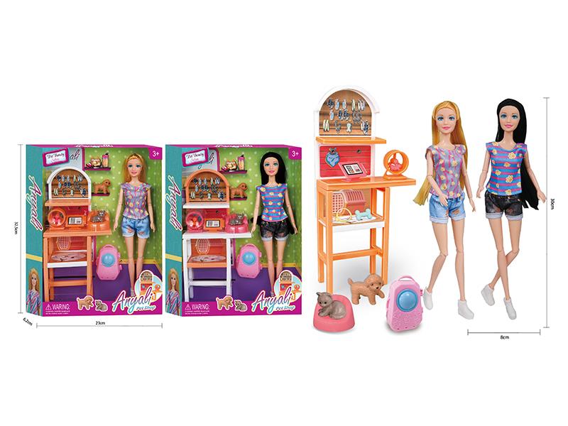 Jointed Doll Pet Shop Set