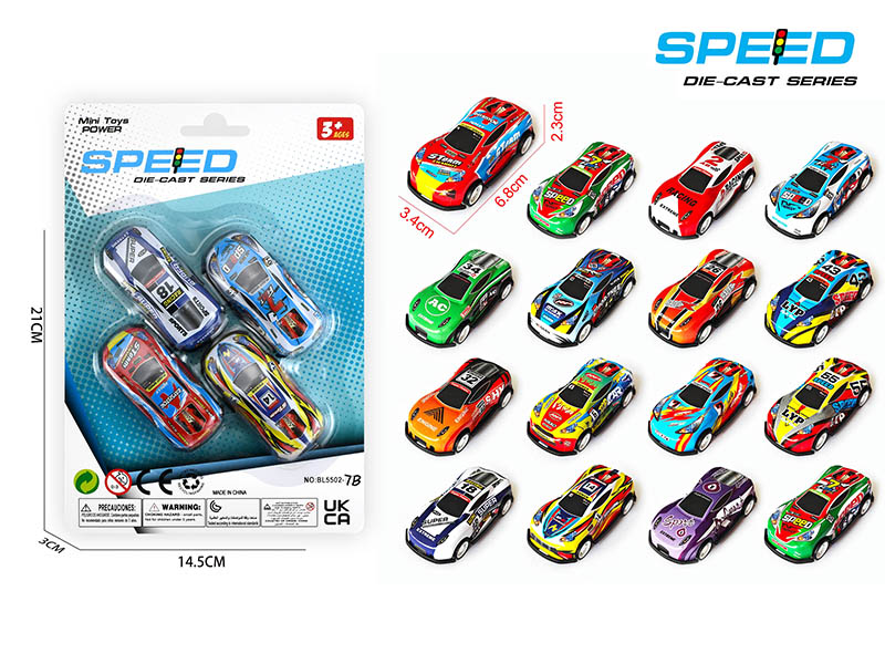 Pull Back Metal Racing Car 4pcs