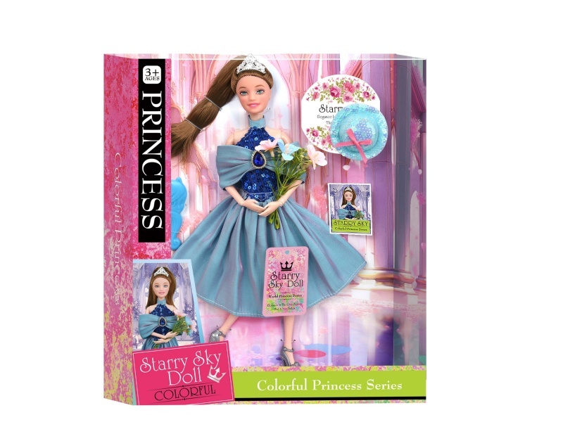 11.5-Inch 11-Joint - Colorful Princess Series - With Simulated Bouquets - Plastic Combs - Crowns - Hats And Hairpins