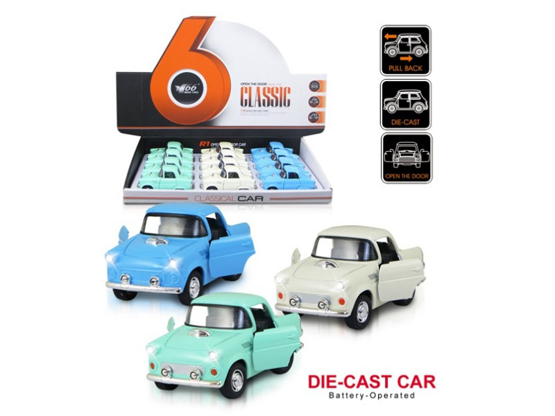 1:38 Q-Version Chevrolet Alloy Recoil 2 Classic Car With Lights And Music, 1 Model, 3-Color Mixed Decoration