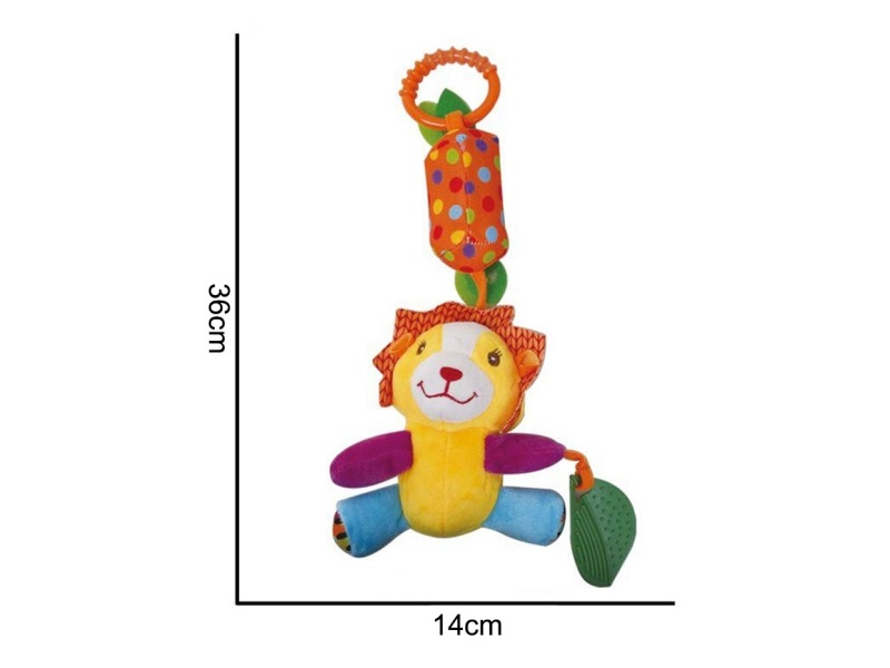 Plush Wind Chime, Colorful Lion Pendant, Baby Comfort Plush Animal Toy