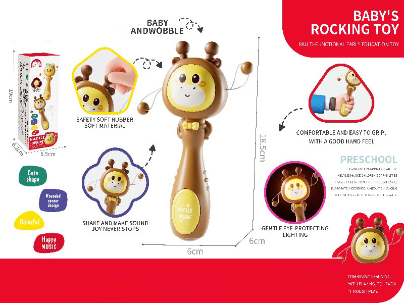 Sound And Light Tooth Glue Giraffe Shake Music Touch Rattle