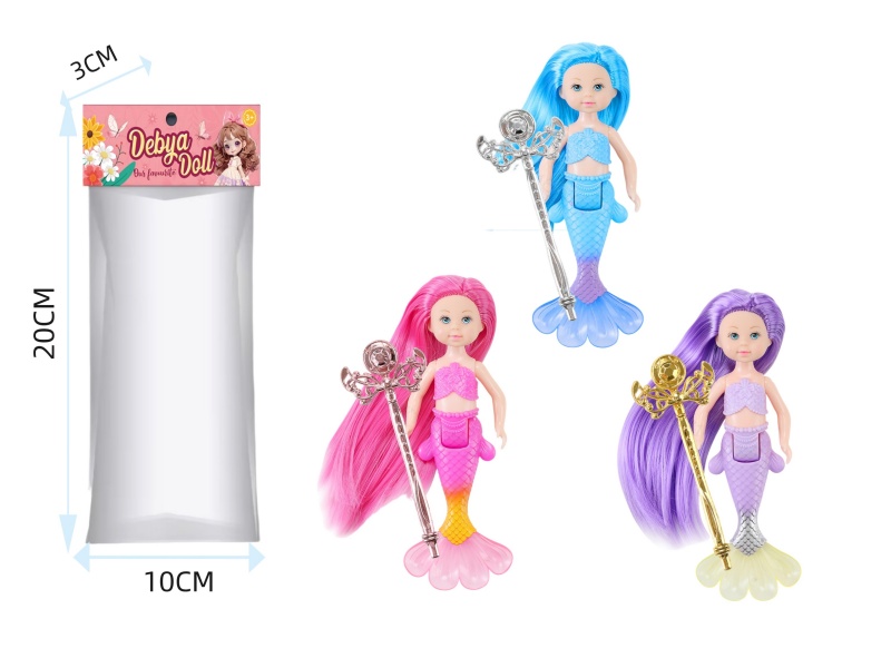 5-Inch Mermaid Doll + Walking Stick