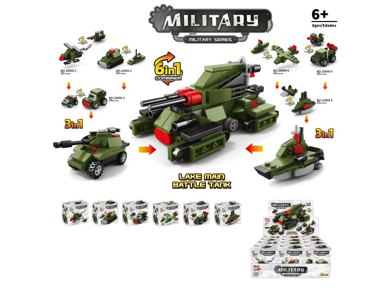 Block 3 Transforms Into 6 And Combines Into 1- Rek Main Battle Tank (Total Number Of Pieces: 296Pcs)