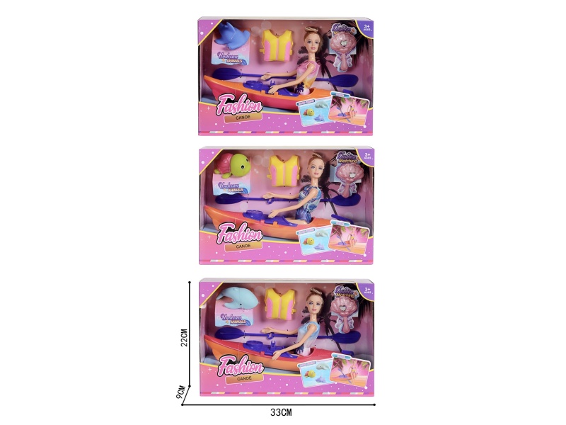 11.5-Inch Doll Rowing Boat With Accessories