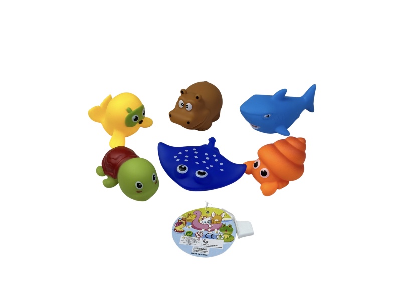 Six Marine Creatures With Rubber Lining For Bathroom Water Play