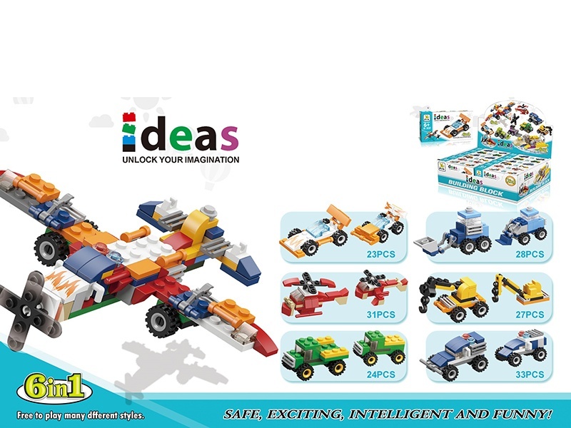 Six-In-One Car Series Small Lego-Style Building Blocks