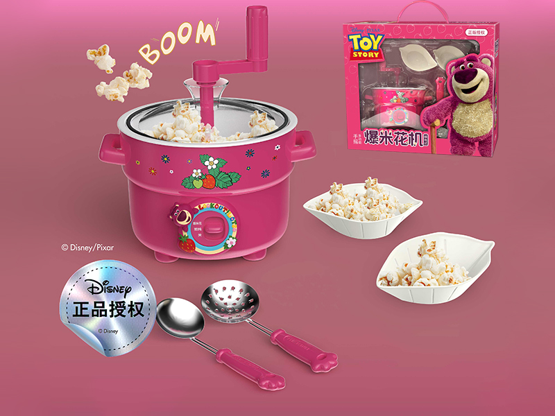 Strawberry Bear Hand-Cranked Popcorn Machine
