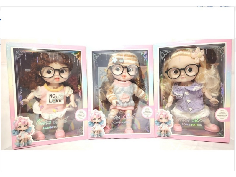 12-Inch 28Cm 14-Joint Solid 3D True Eyeball Cute Kid Peach-Flavored Meatballs With Eyes In 3 Mixed Sets