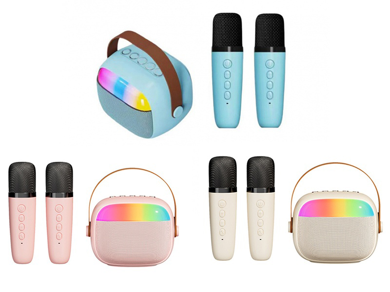 Wireless Microphone Bluetooth Portable Karaoke Speaker(Colorful Lights)