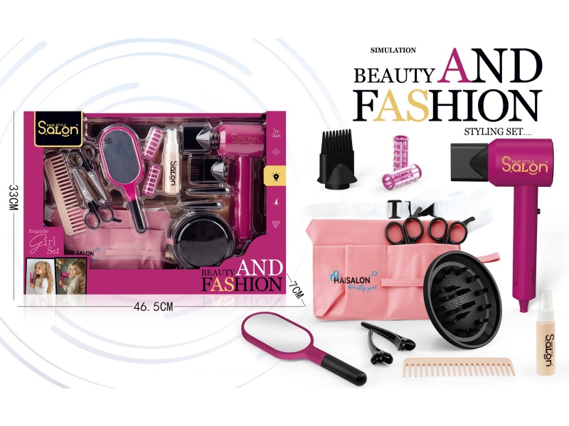 Diy House Play Accessories Simulation Salon Hair Care Tools Electric Hair Dryer Set 14 Pcs