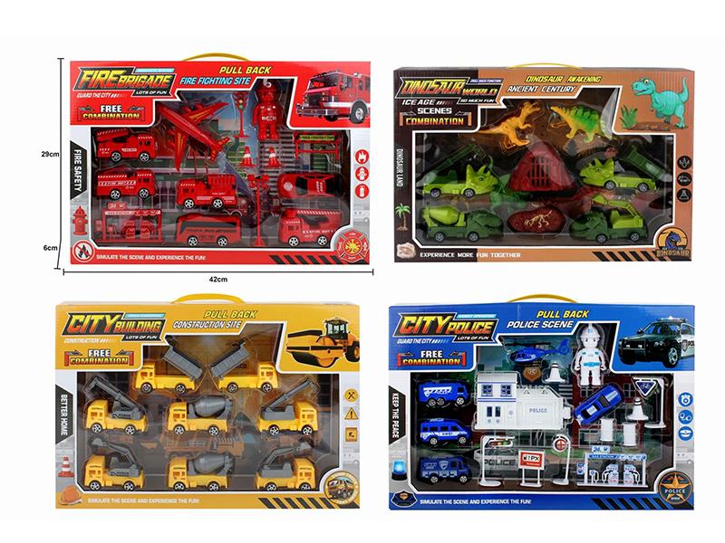 Engineering Trucks/Fire Engine/Police Cars/Dinosaur Trucks Set