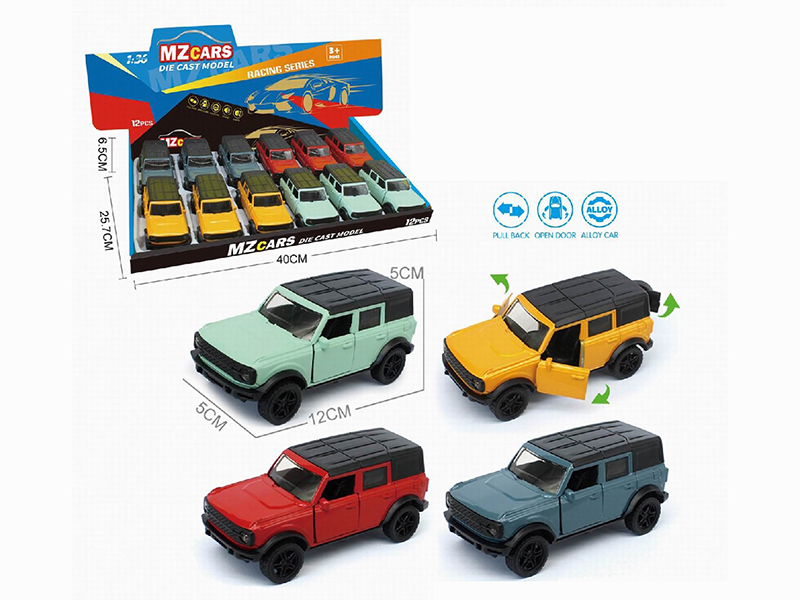 1:36 Pull Back Alloy Off-Road Vehicle(3 Doors Can Open) 12pcs