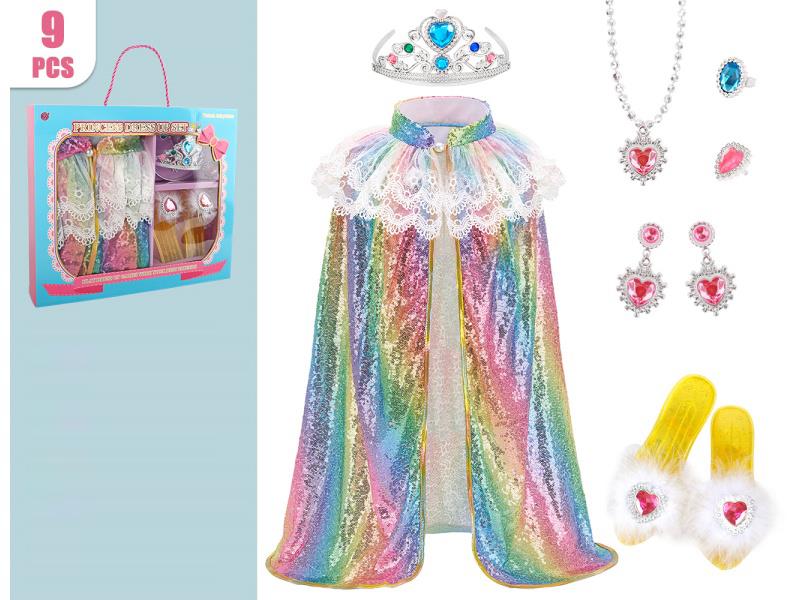 A 9-Piece Princess Sequined Cape Set