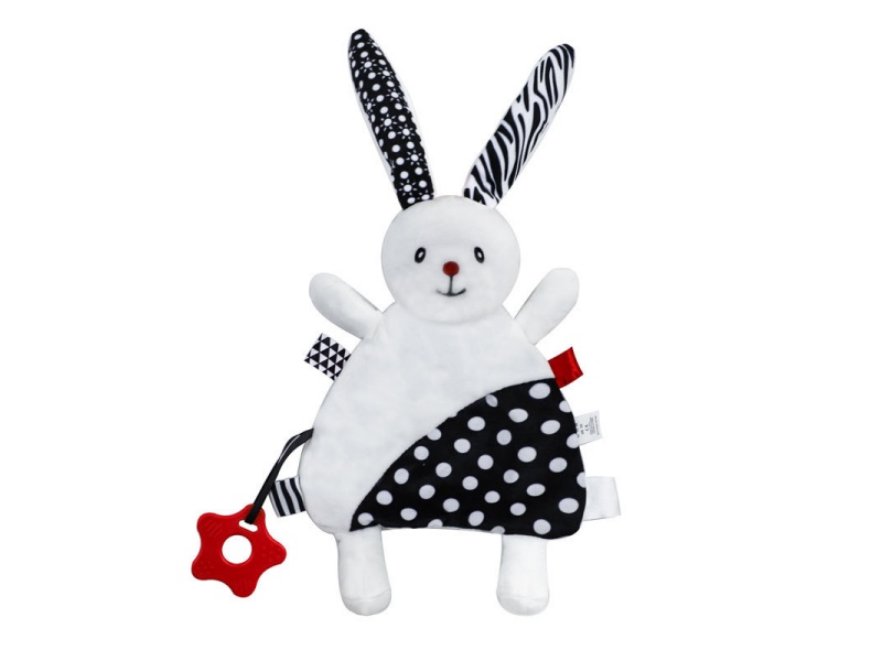 Black And White Rabbit Rattle Teething Baby Pocket Soothing Towel