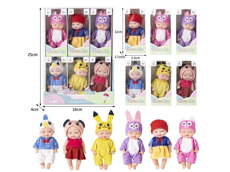 4-Inch Solid Sleeping Doll (6-Piece Set)