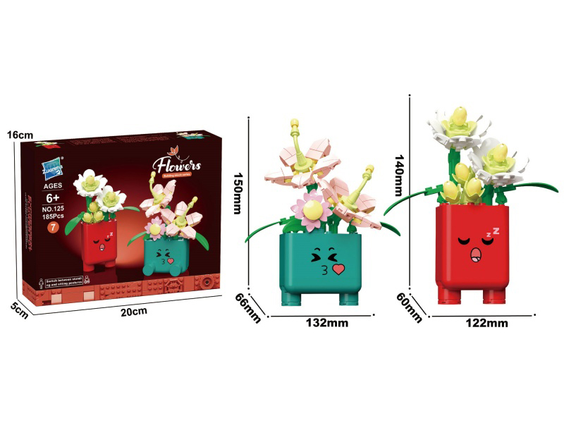 185Pcs Of Small Potted Plant Building Blocks (Lily + Jasmine)