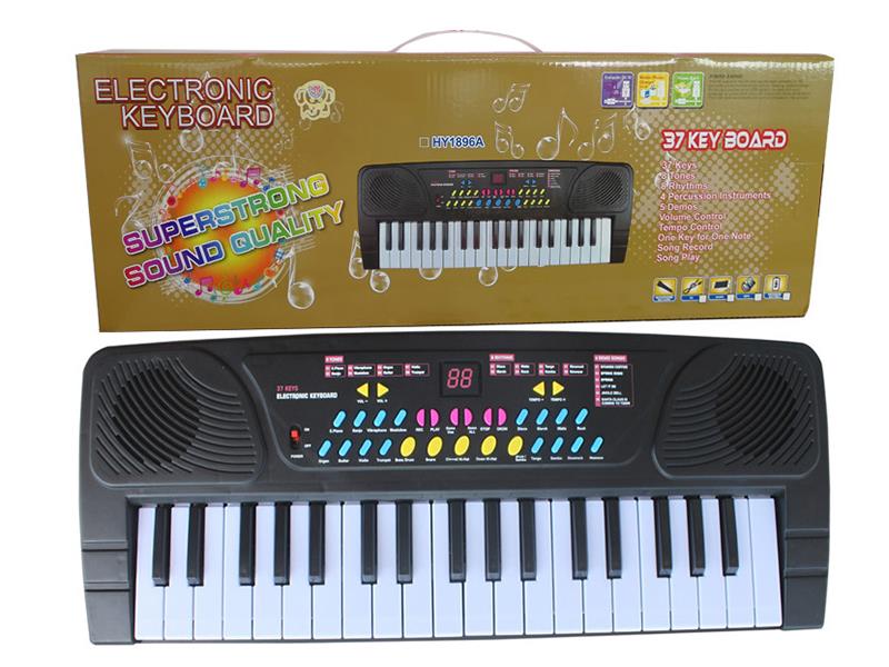 37 Keys Single Speaker Electronic Organ(Black, With USB, Microphone)