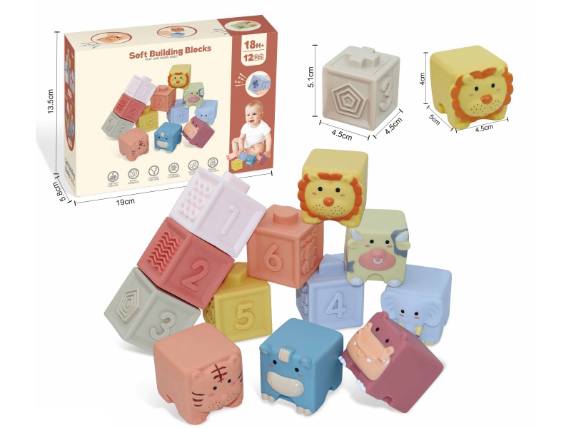 Animal & Numbers Soft Building Blocks 12pcs