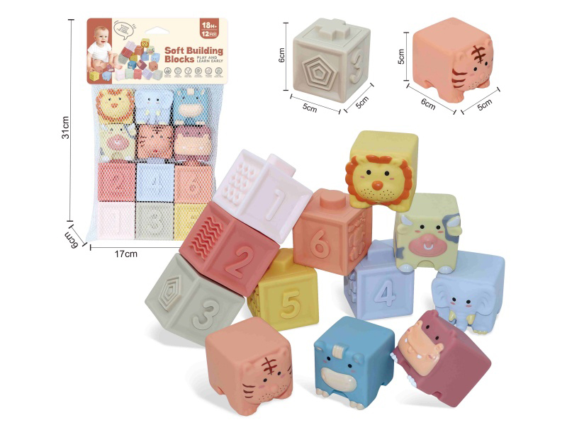 Animal & Numbers Soft Building Blocks 12PCS