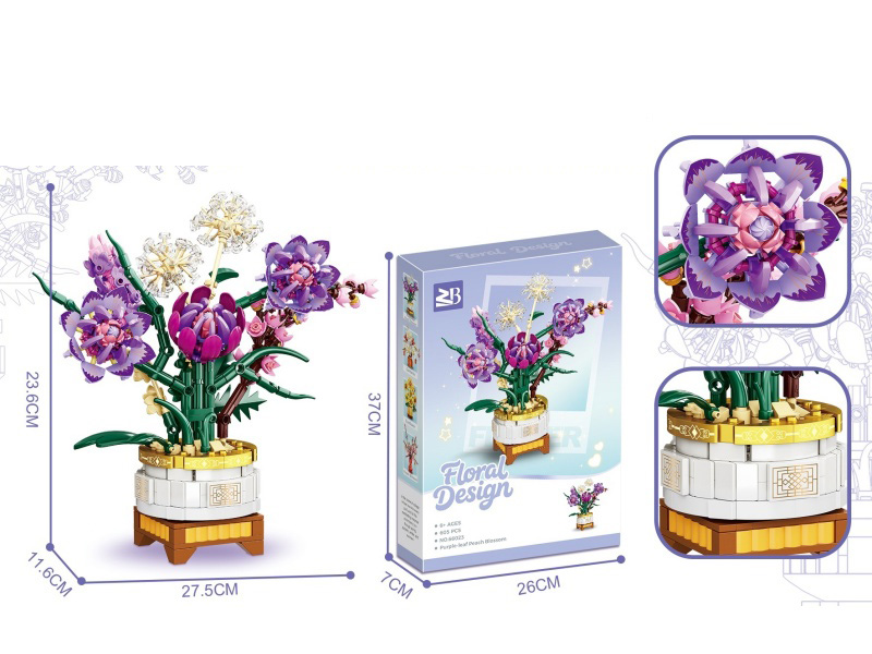 Building Blocks: 605 Pieces Purple-Leaf Peach Blossom