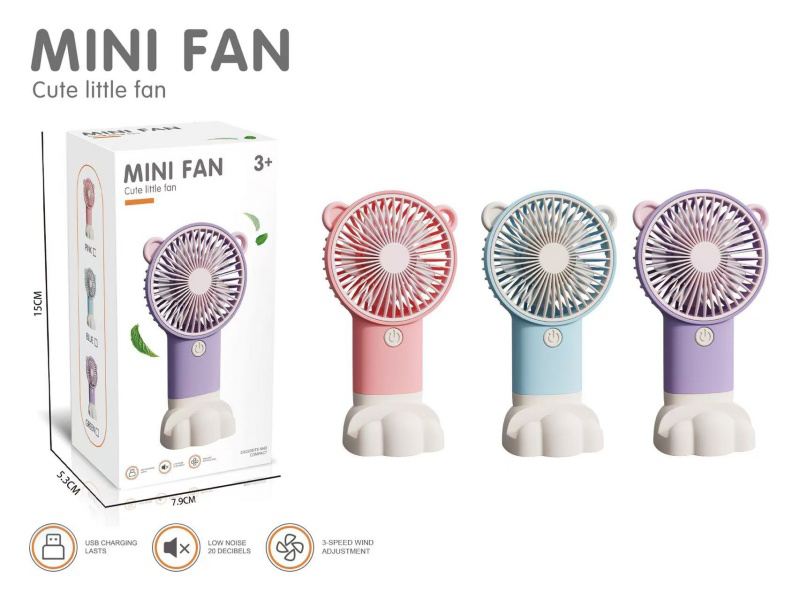 Cute Bear Portable Mini Electric Handheld Fan (With Base)