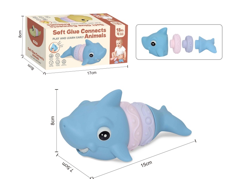 Soft Plastic Connects Animals Stacking Toy(Shark) 4pcs
