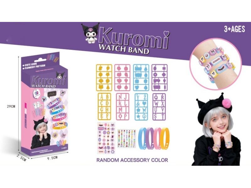 Diy Beaded Kuromi Pattern English Letter Bracelet