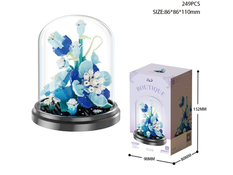 Blue Flowers Building Blocks(With Transparent Cover + Black Base)249PCS