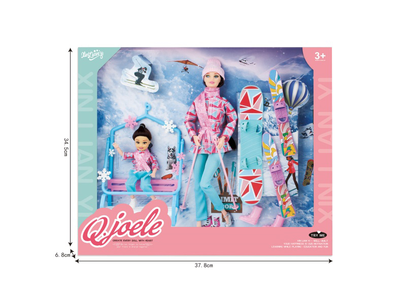 Jole 11.5-Inch Joint Doll Ski Set