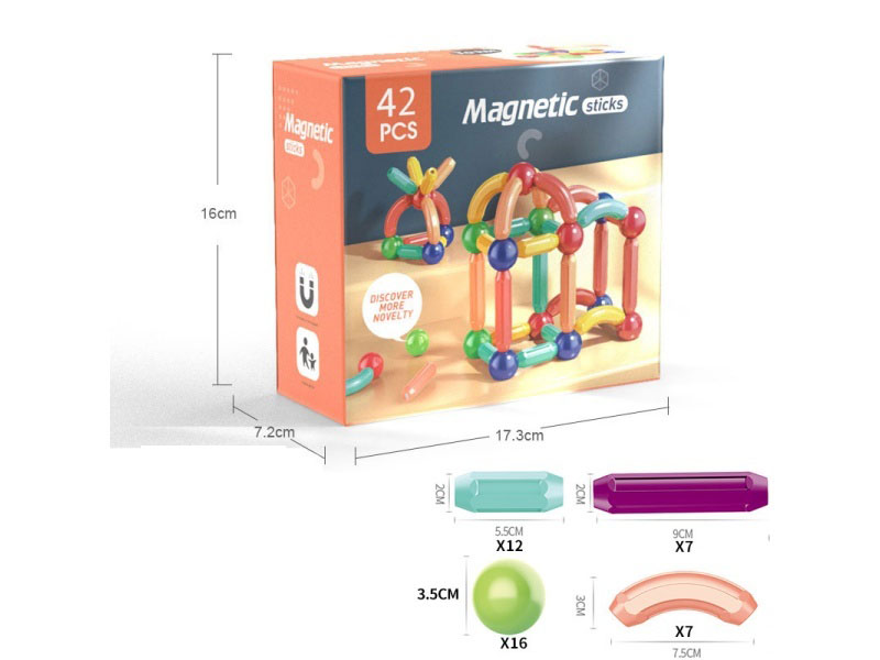 42Pcs Of Regular Magnetic (Ball Diameter 3.5Cm, Rod Magnetic Force 2500Gs)