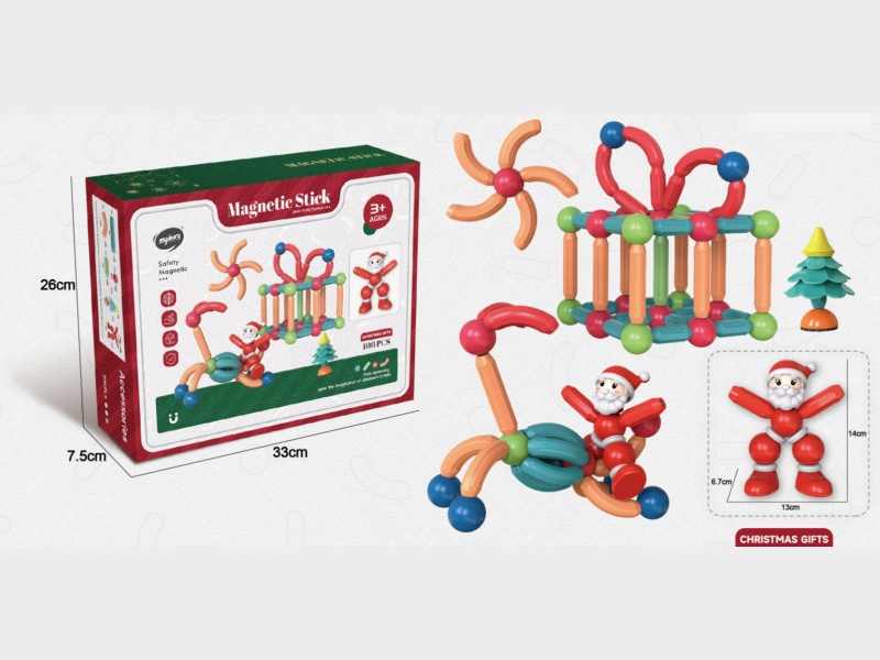 100Pcs Strong Magnetic Christmas Edition Magnetic Rods