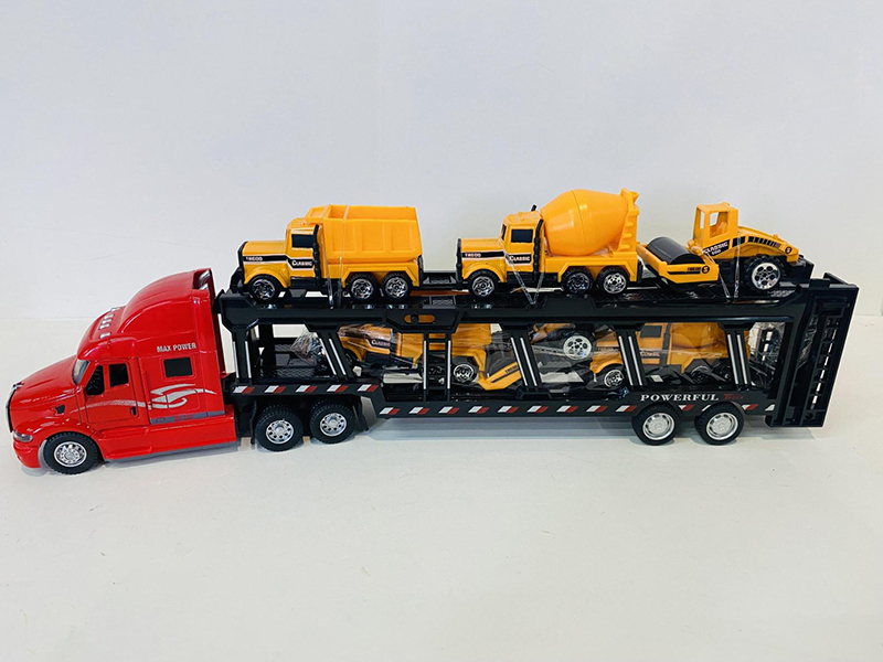 Alloy Trailer With 6 Small Engineering Trucks