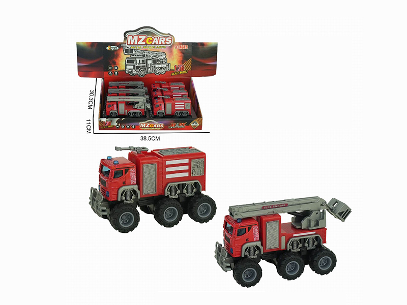 1:36 Double Friction Alloy Off-Road Fire Engines 6pcs