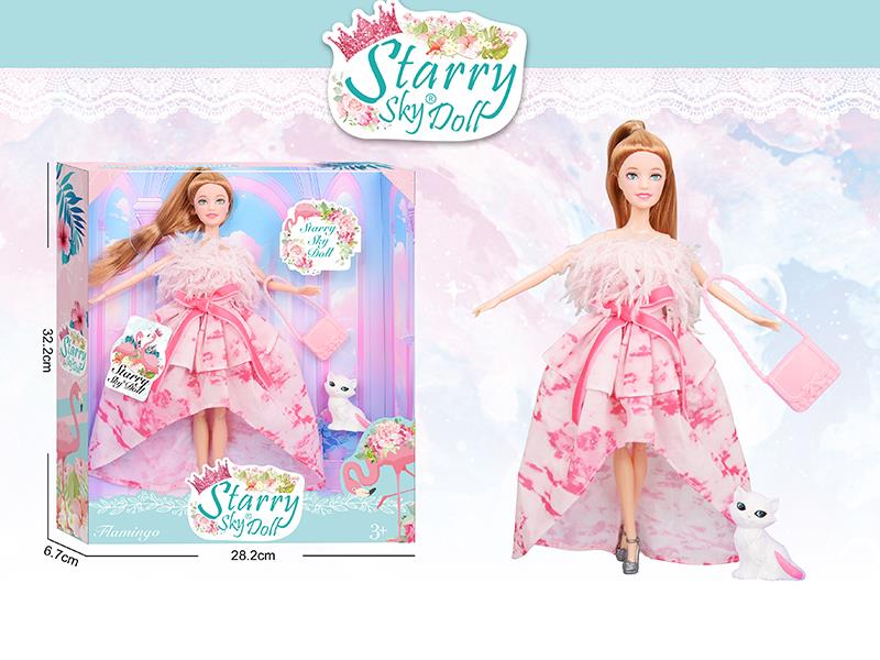 11.5 Inch 11-Joints Flamingo Series Fashion Doll With Handbag, Cat