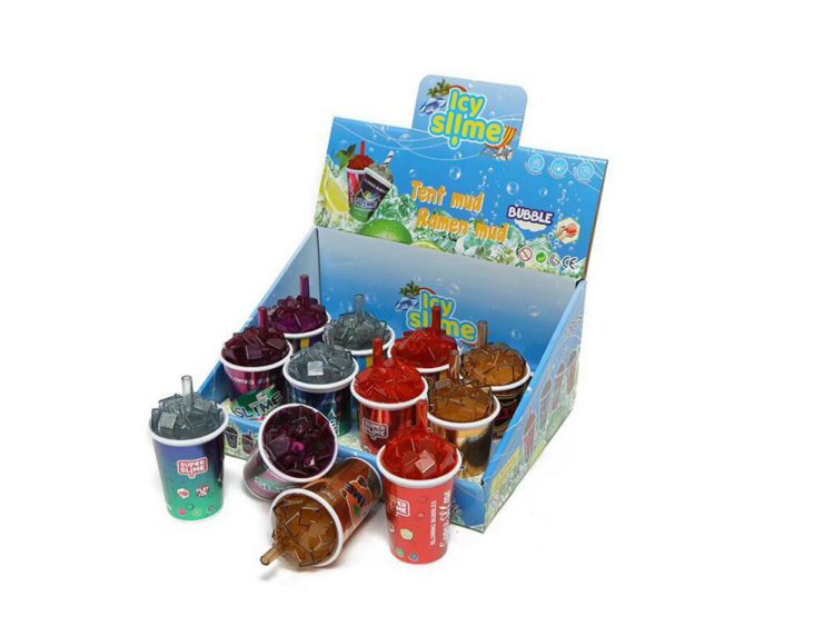 Slime Crystal Clay Slime Drink Straw Cup Two-Color Pull Clay