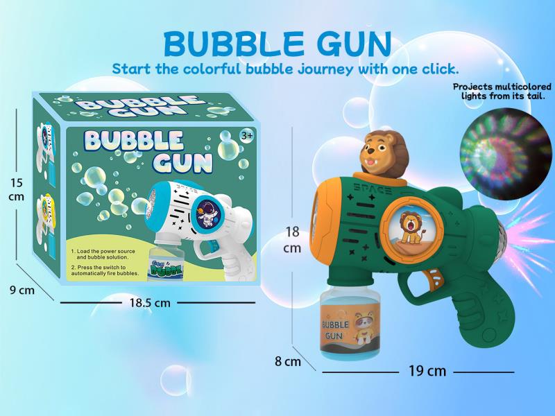 Lion Multi-Hole Automatic Bubble Gun (With Light) Tail Projection Light