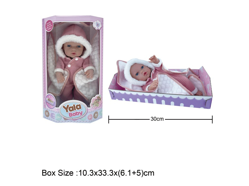 12-Inch Full Vinyl Baby Doll With Blanket For Newborns
