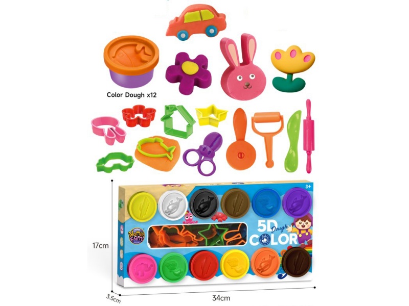 12 Bottles A Short Cup Color Clay + Printing + Tools