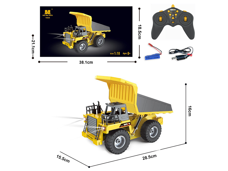 1:18 9-Channel Semi-Alloy Remote-Control Dump Truck