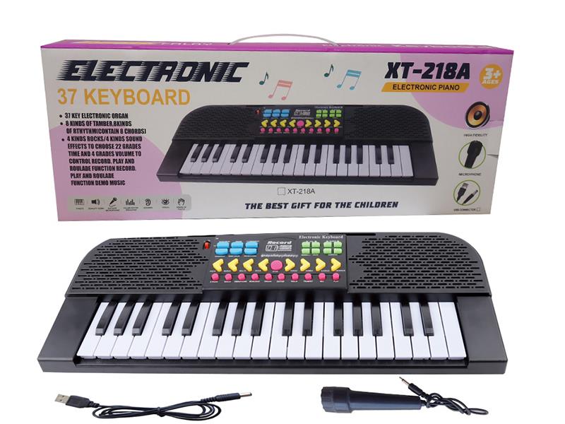 37 Keys Single Speaker Electronic Organ(Black, With USB, Microphone)