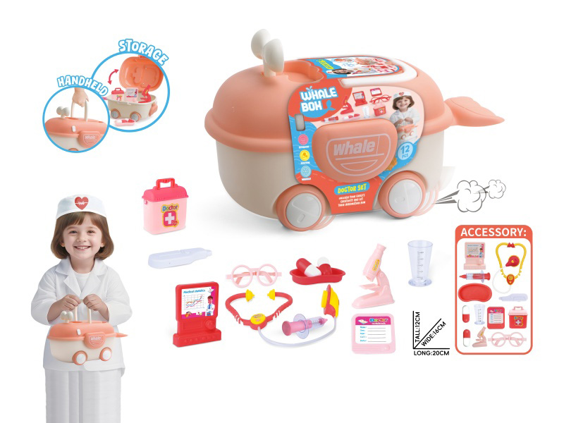 Play House Portable Storage Whale Car 2-In-1 (Girl Doctor Set)