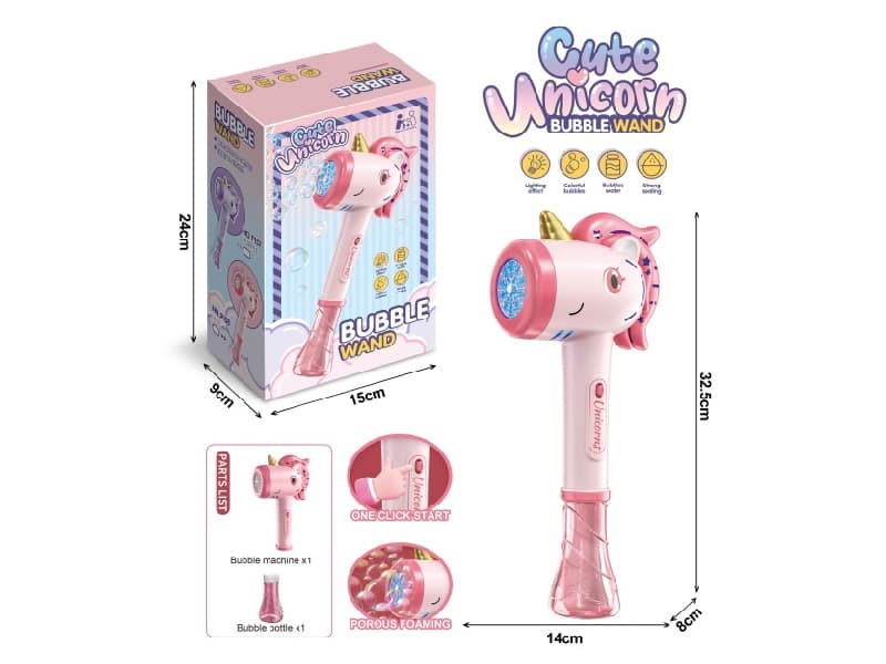 Unicorn Automatic Bubble Wand (1 Bottle Of 130ml Bubble Water)